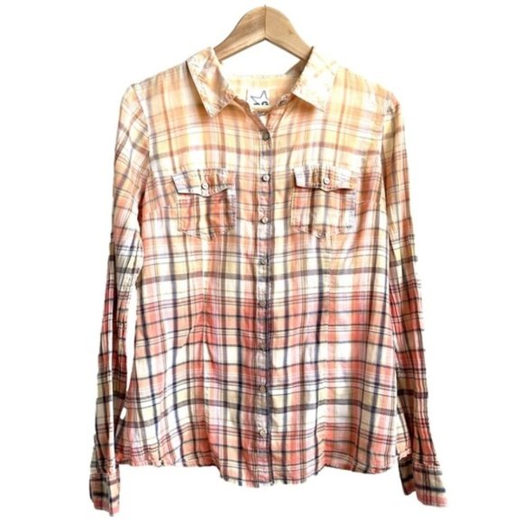 Garage Tops - Garage Cream and Orange Long Sleeve Button Down Shirt